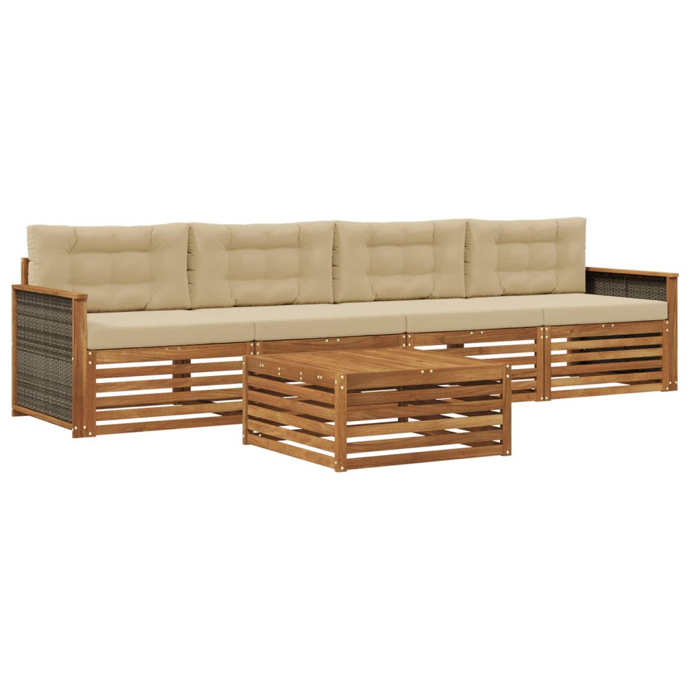 vidaXL Utomhussoffset 5 st Naturlig och Beige