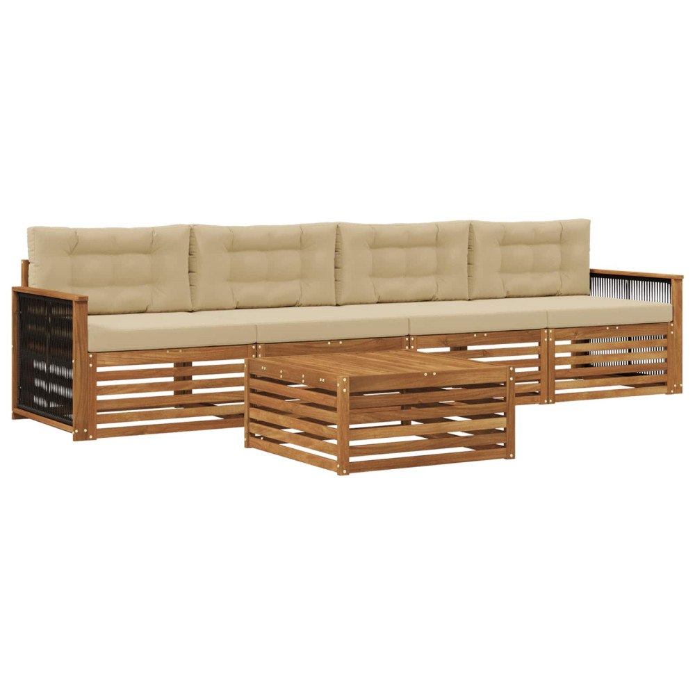 vidaXL Utomhussoffset 5 st Naturlig och Beige