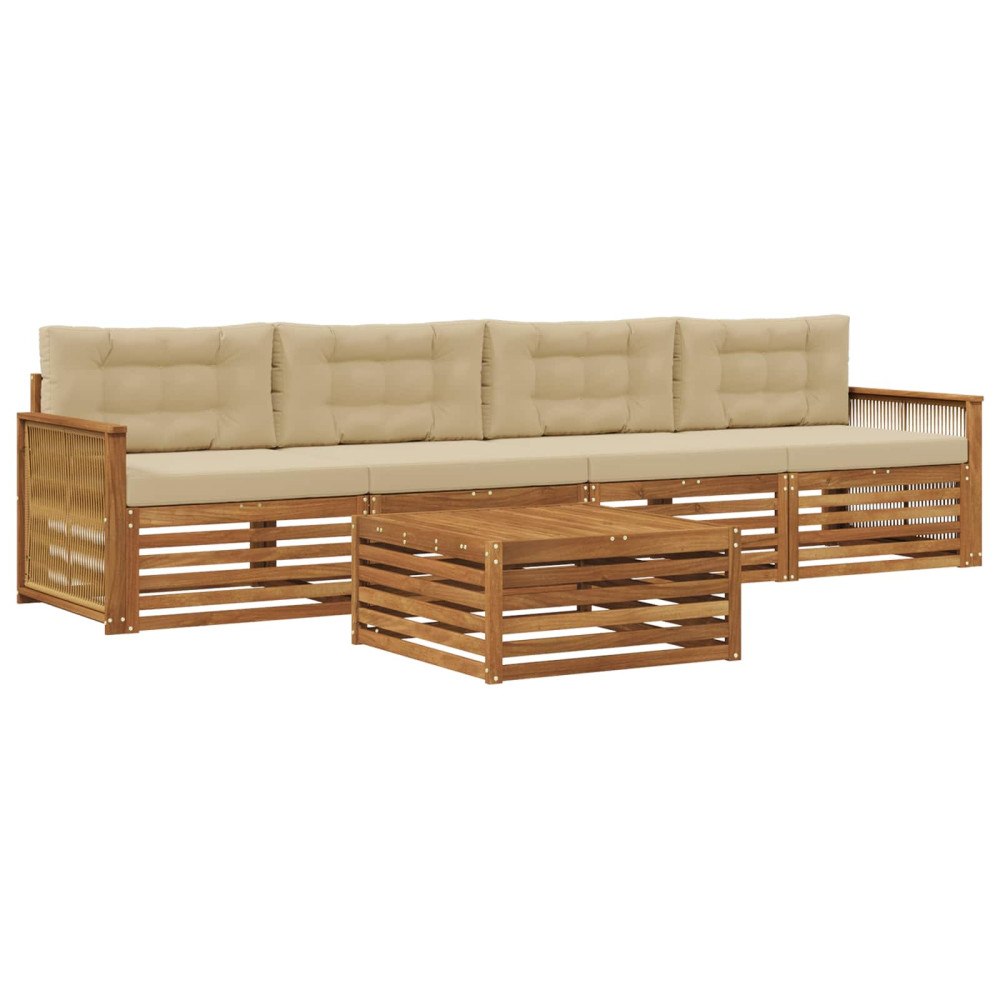 vidaXL Utomhussoffset 5 st Naturlig och Beige