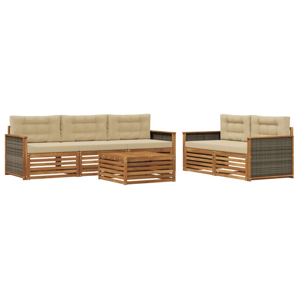 vidaXL Utomhussoffset 6 st Naturlig och Beige
