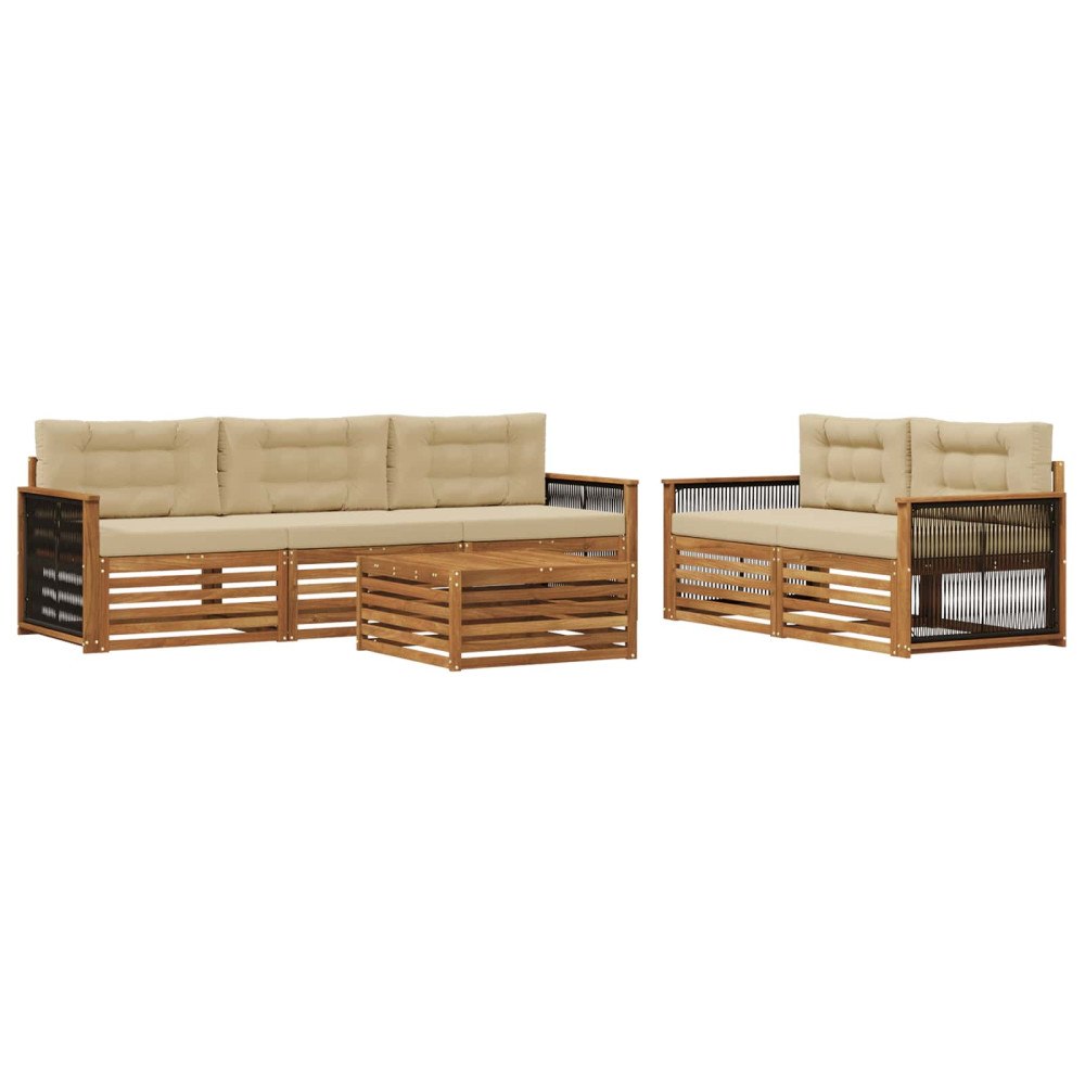 vidaXL Utomhussoffset 6 st Naturlig och Beige