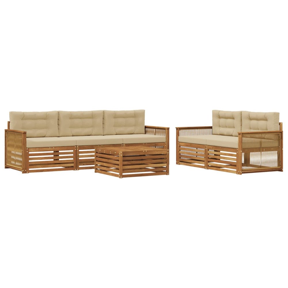 vidaXL Utomhussoffset 6 st Naturlig och Beige