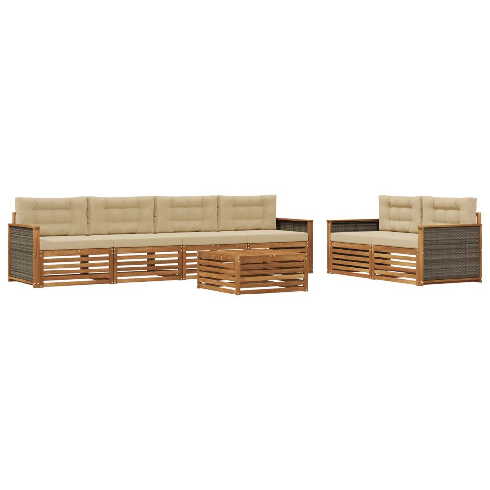 vidaXL Utomhussoffset 7 st Naturlig och Beige
