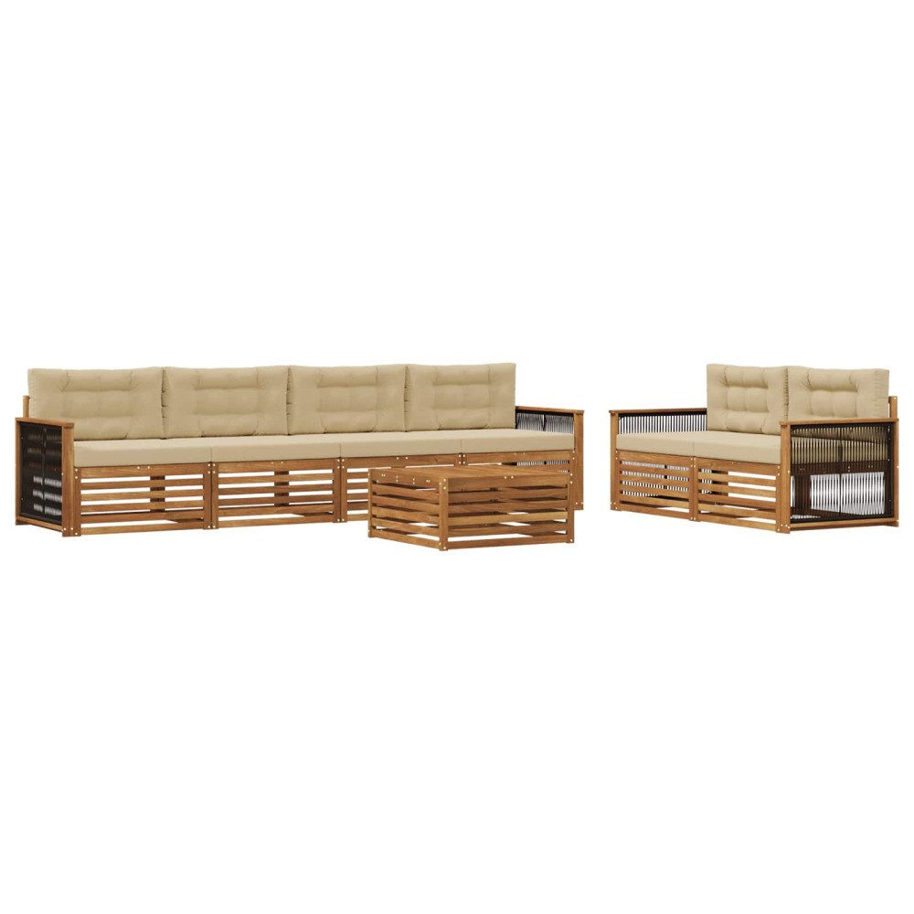 vidaXL Utomhussoffset 7 st Naturlig och Beige
