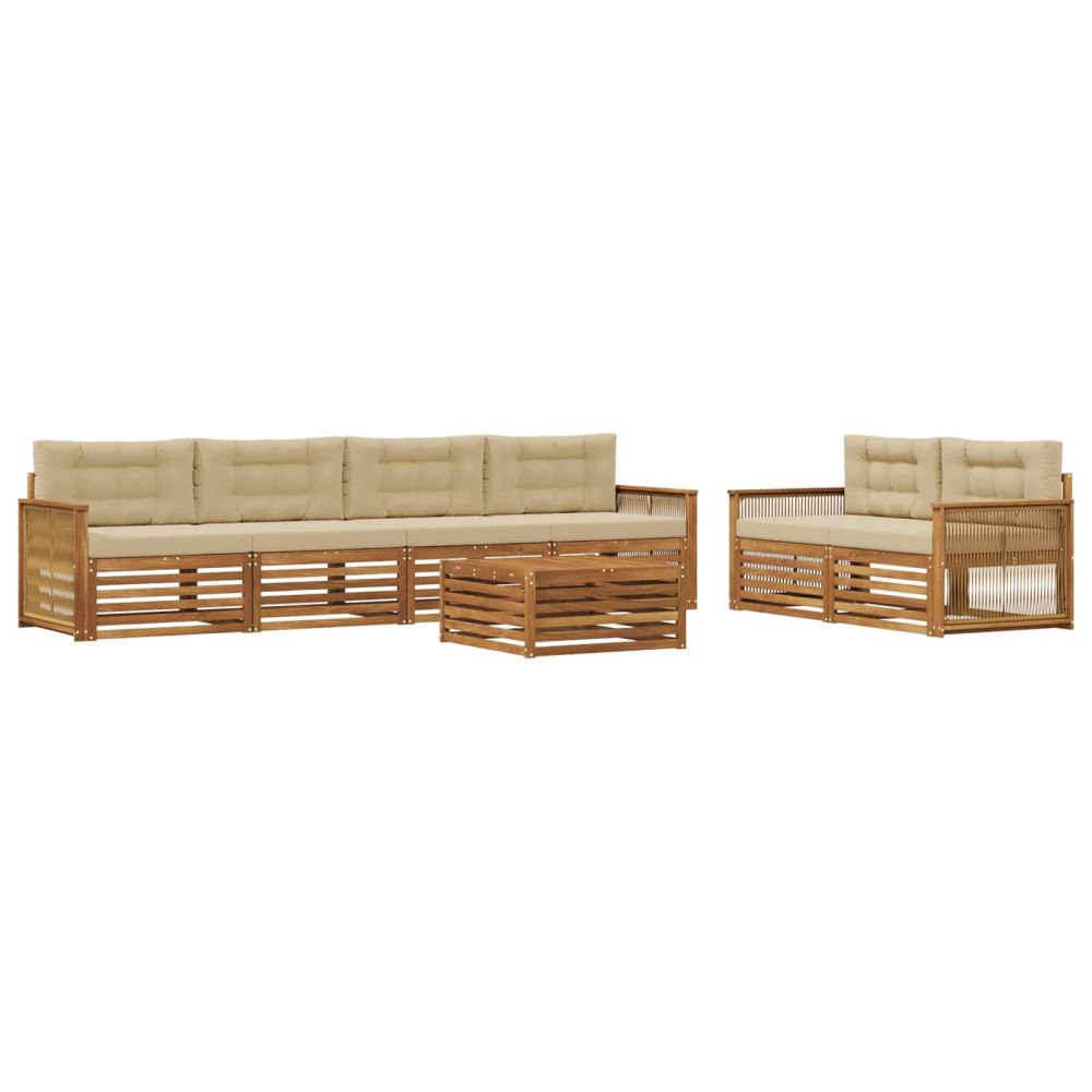 vidaXL Utomhussoffset 7 st Naturlig och Beige