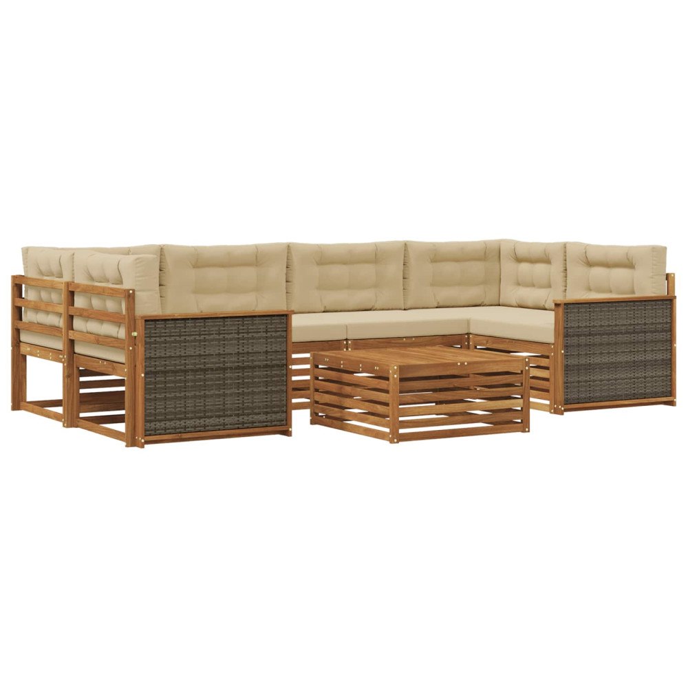 vidaXL Utomhussoffset 7 st Naturlig och Beige
