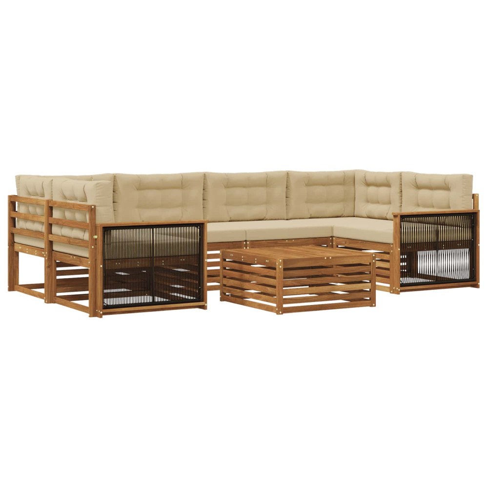 vidaXL Utomhussoffset 7 st Naturlig och Beige