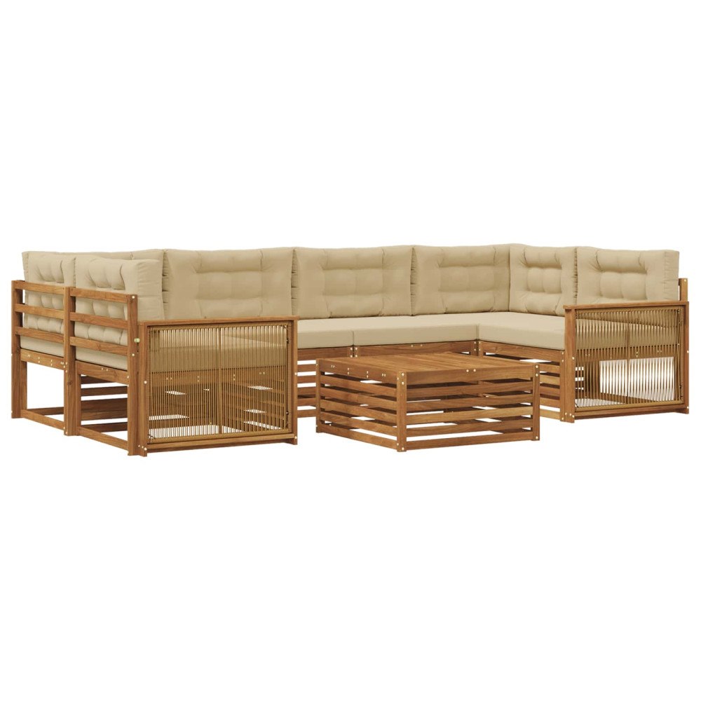 vidaXL Utomhussoffset 7 st Naturlig och Beige