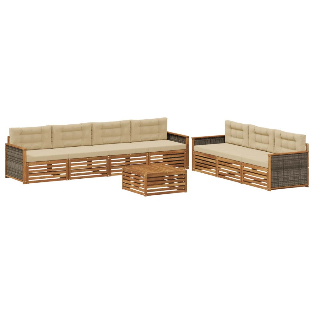 vidaXL Utomhussoffset 8 st Naturlig och Beige