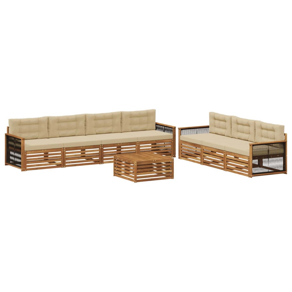 vidaXL Utomhussoffset 8 st Naturlig och Beige