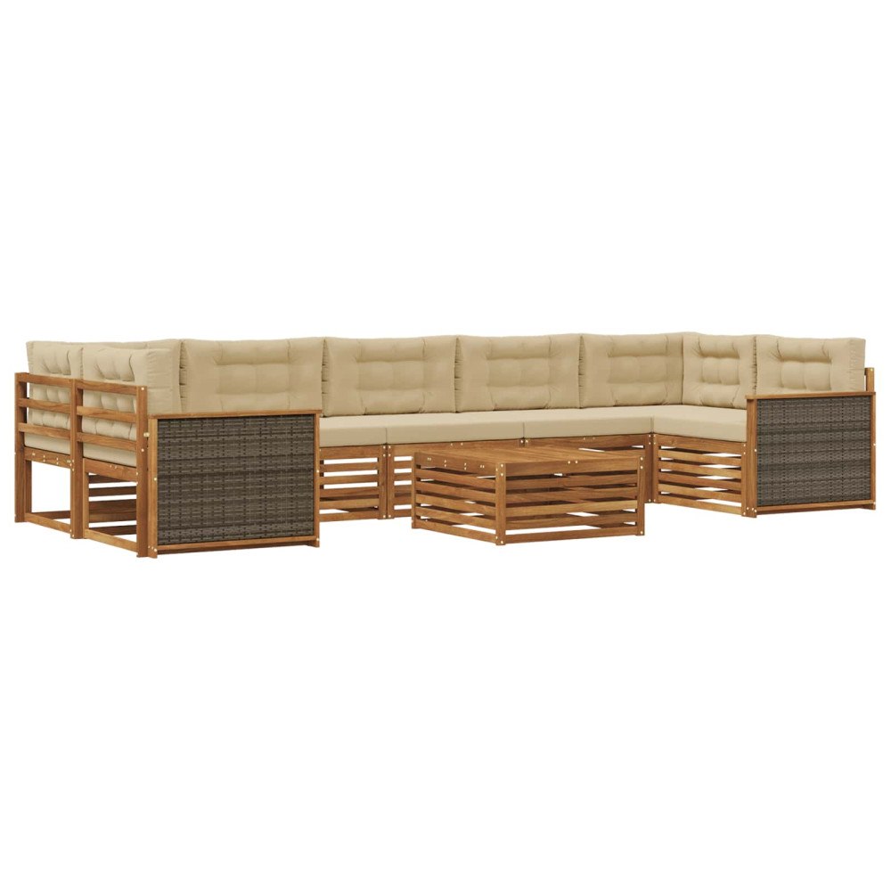 vidaXL Utomhussoffset 8 st Naturlig och Beige