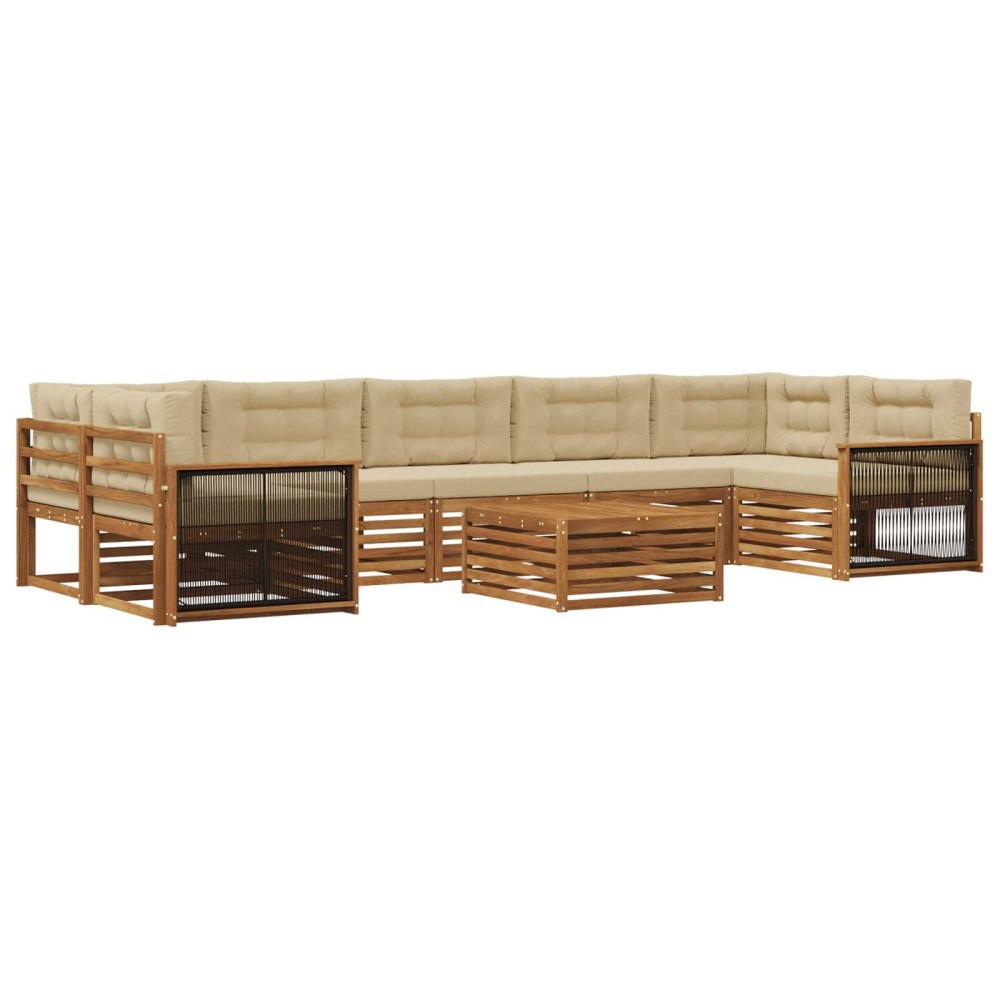 vidaXL Utomhussoffset 8 st Naturlig och Beige