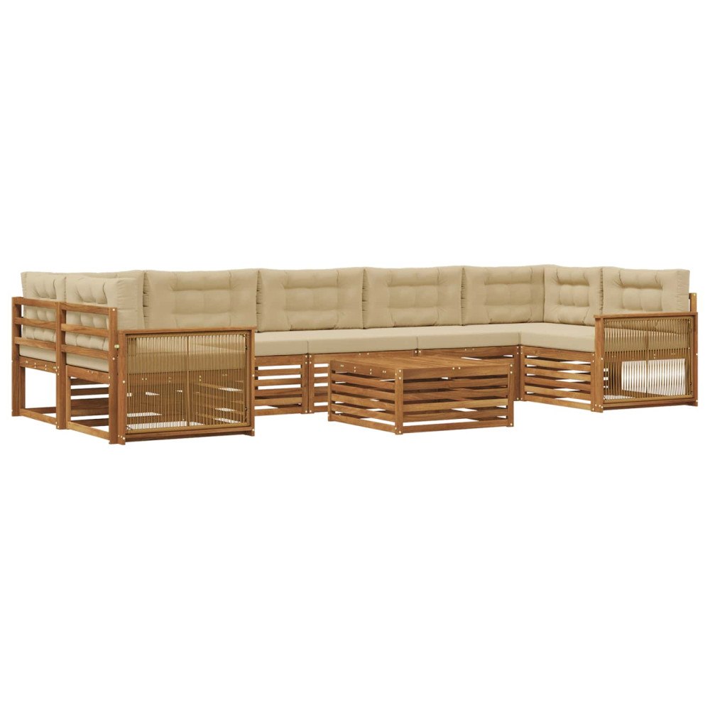 vidaXL Utomhussoffset 8 st Naturlig och Beige