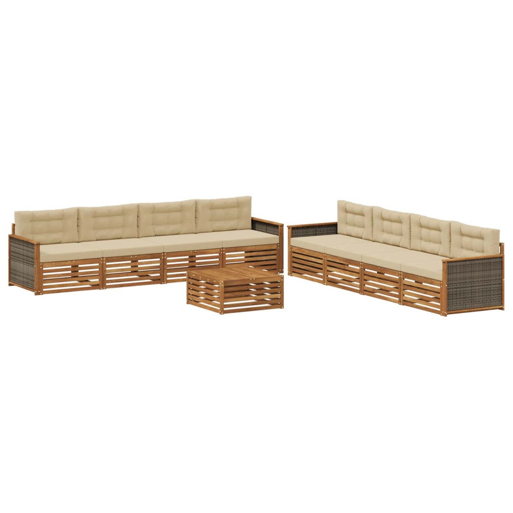 vidaXL Utomhussoffset 9 st Naturlig och Beige
