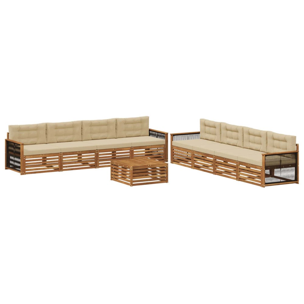vidaXL Utomhussoffset 9 st Naturlig och Beige