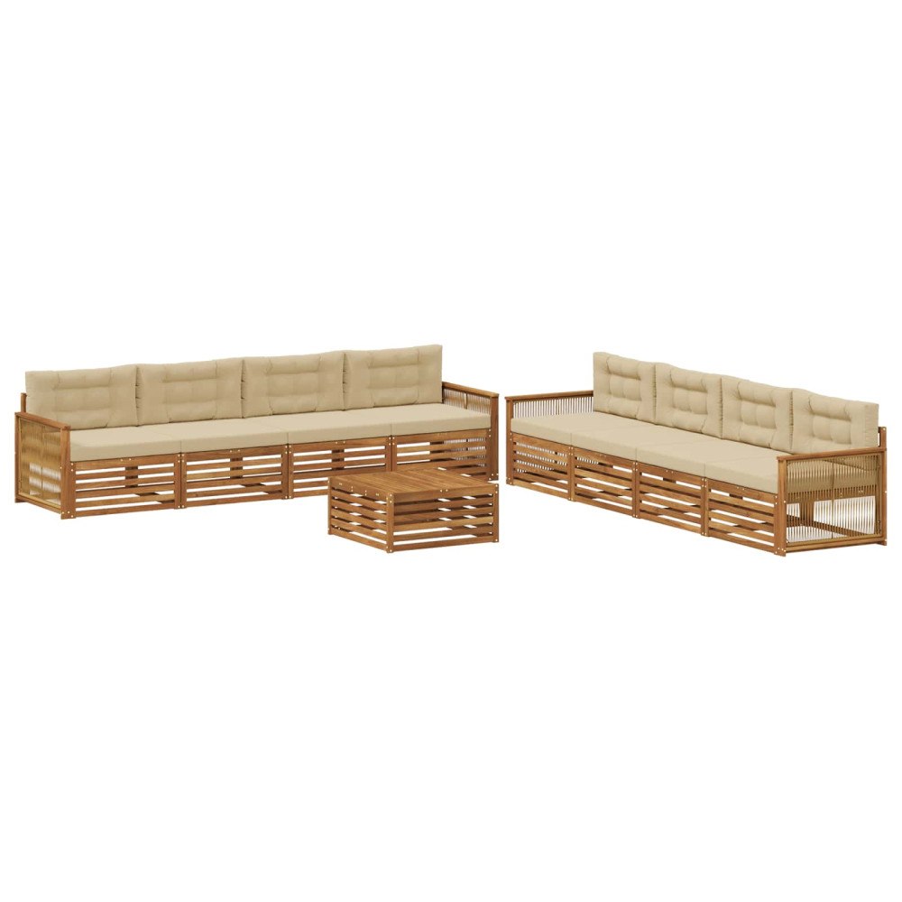 vidaXL Utomhussoffset 9 st Naturlig och Beige