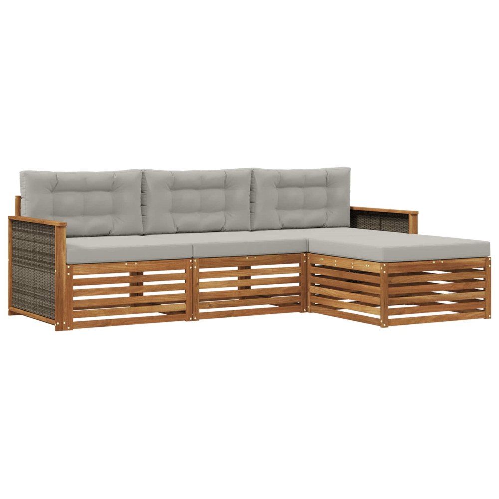 vidaXL Utomhussoffset Naturlig och ljusgrå 249,5 x 162,5 x 73 cm