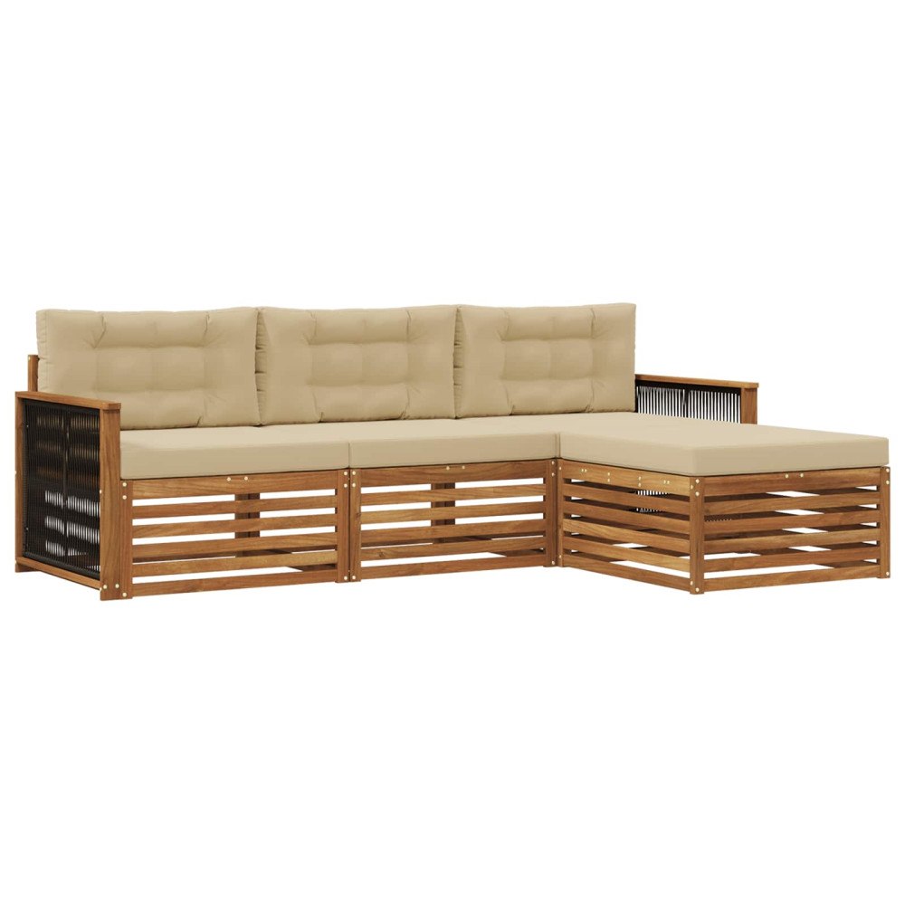 vidaXL Utomhussoffset med kudde Naturlig och Beige 249 x 162,5 x 73 cm
