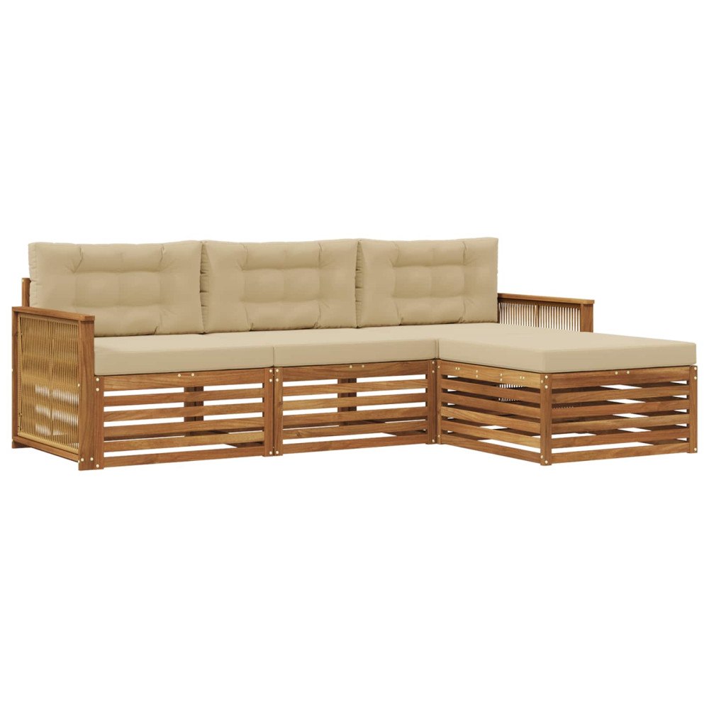 vidaXL Utomhussoffset med kudde Naturlig och Beige 249 x 162,5 x 73 cm