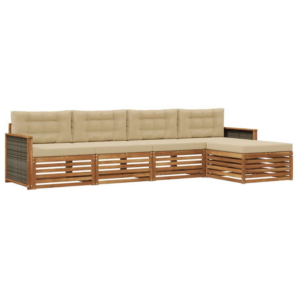 vidaXL Utomhussoffset 5 st Naturlig och Beige
