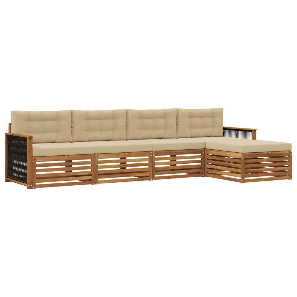 vidaXL Utomhussoffset 5 st Naturlig och Beige