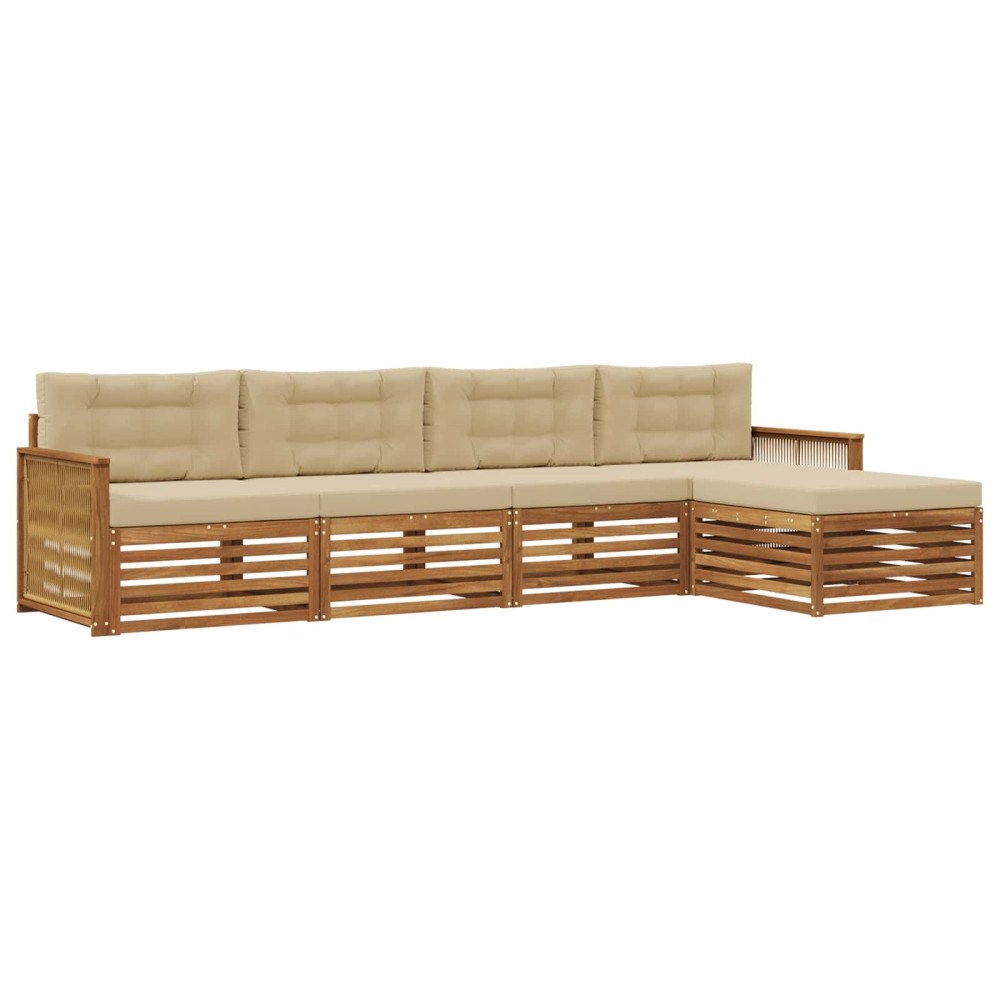 vidaXL Utomhussoffset 5 st Naturlig och Beige
