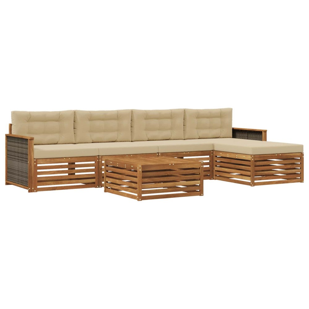 vidaXL Utomhussoffset 6 st Naturlig och Beige