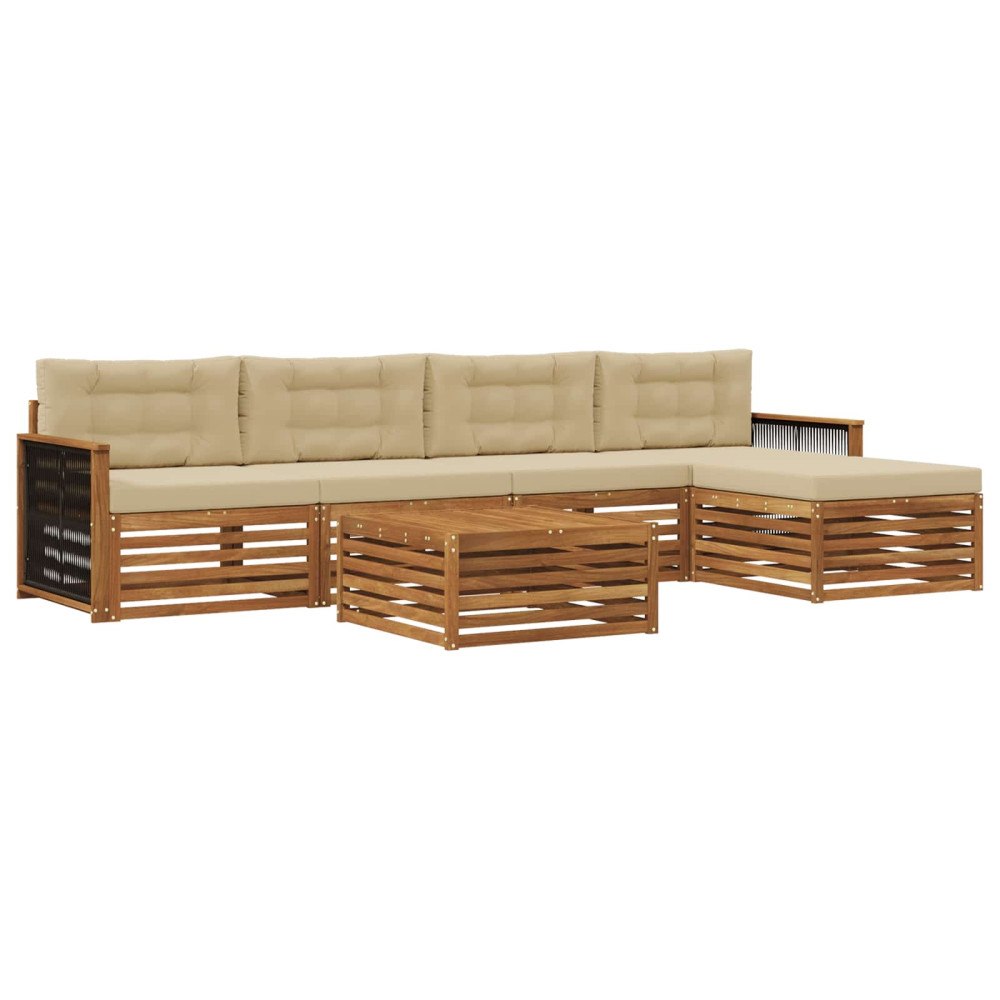 vidaXL Utomhussoffset 6 st Naturlig och Beige