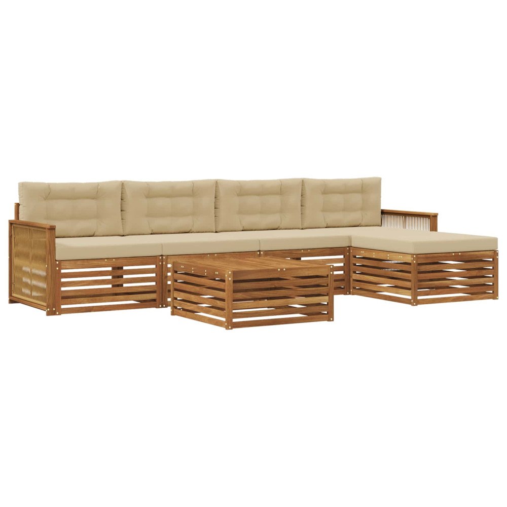 vidaXL Utomhussoffset 6 st Naturlig och Beige