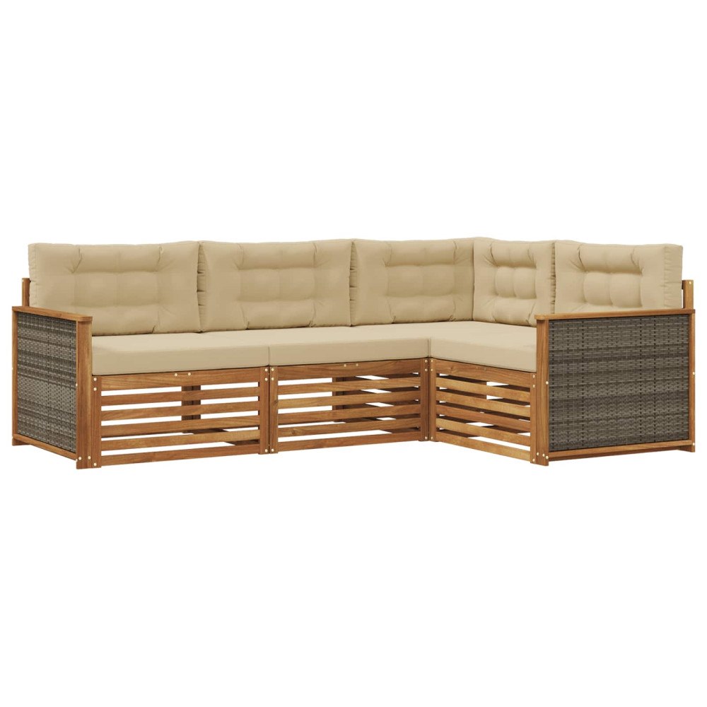 vidaXL Utomhussoffset 4 st Naturlig och Beige