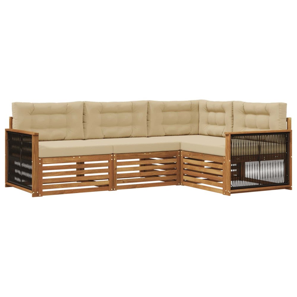 vidaXL Utomhussoffset 4 st Naturlig och Beige