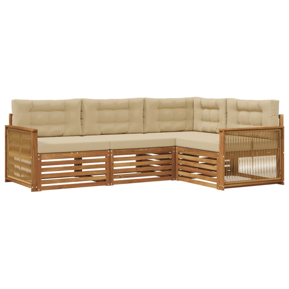 vidaXL Utomhussoffset 4 st Naturlig och Beige