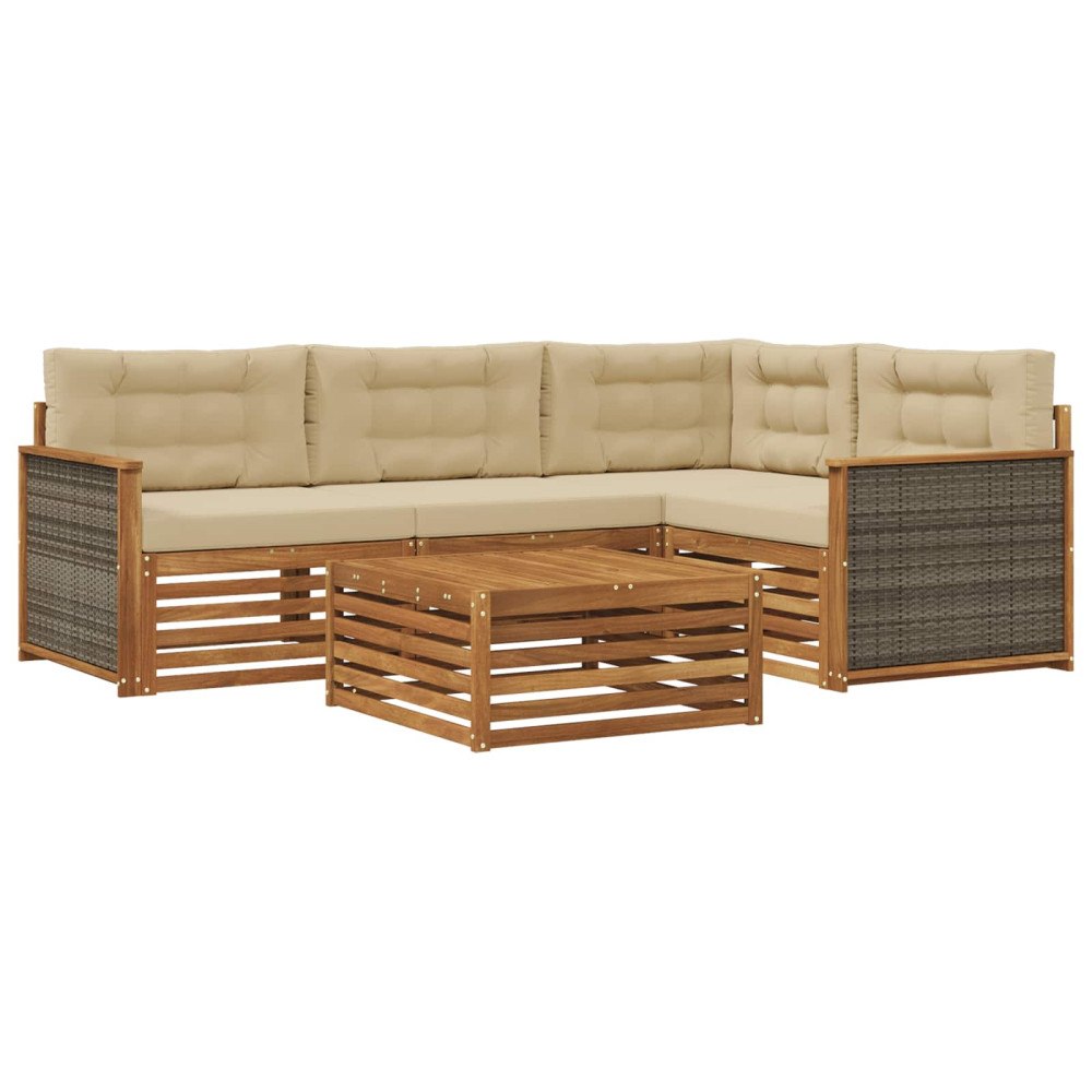 vidaXL Utomhussoffset 5 st Naturlig och Beige