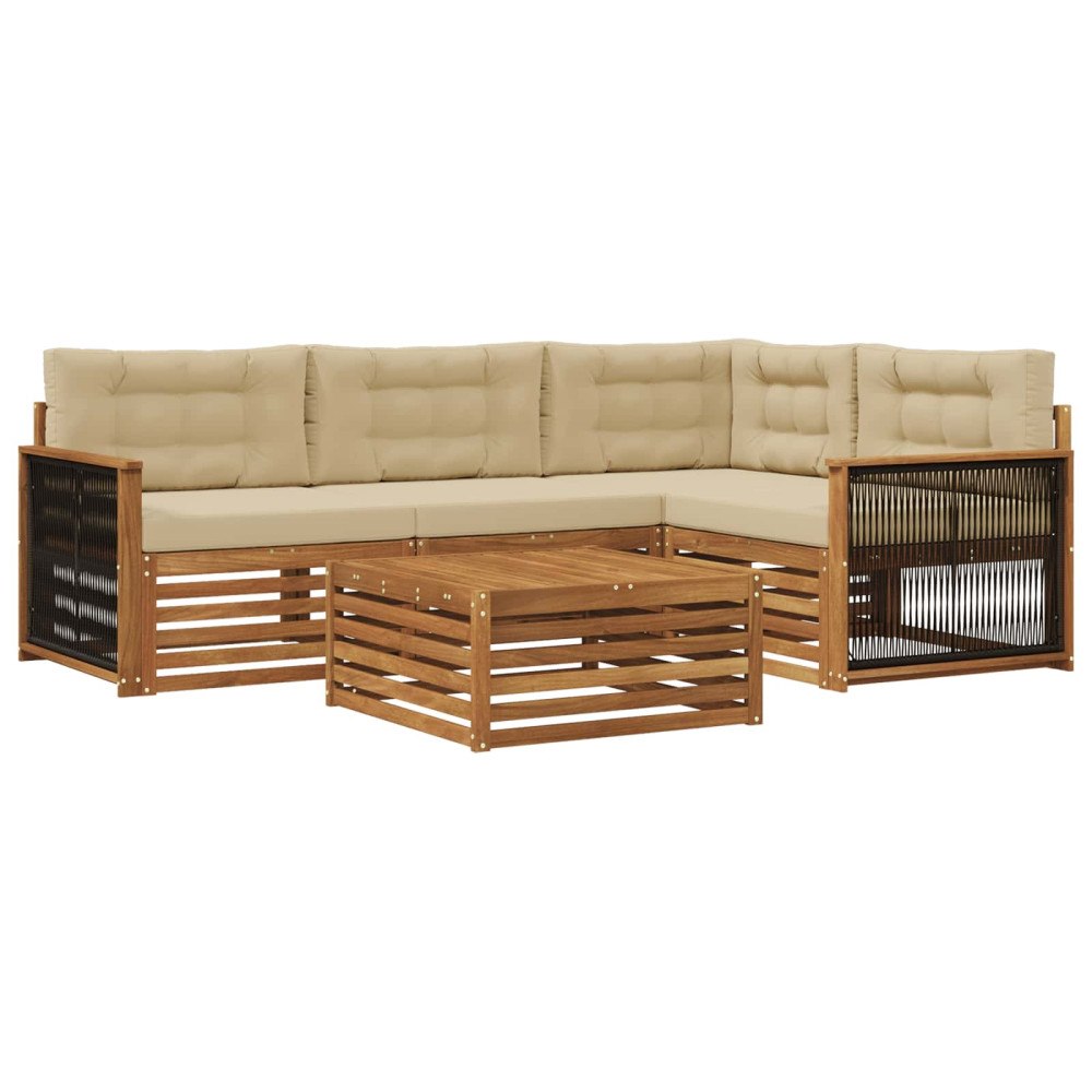 vidaXL Utomhussoffset 5 st Naturlig och Beige