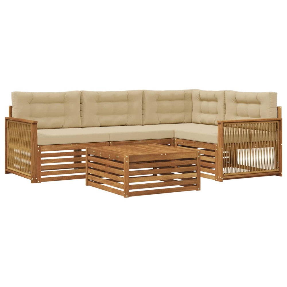 vidaXL Utomhussoffset 5 st Naturlig och Beige