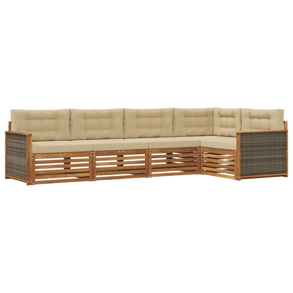 vidaXL Utomhussoffset 5 st Naturlig och Beige