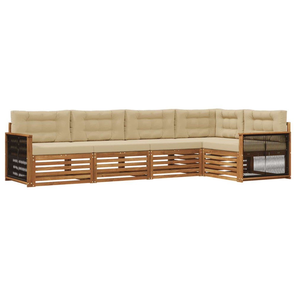 vidaXL Utomhussoffset 5 st Naturlig och Beige