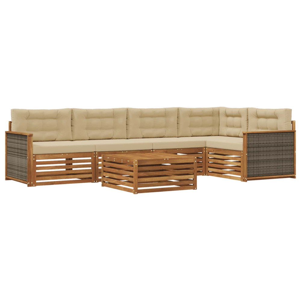 vidaXL Utomhussoffset 6 st Naturlig och Beige