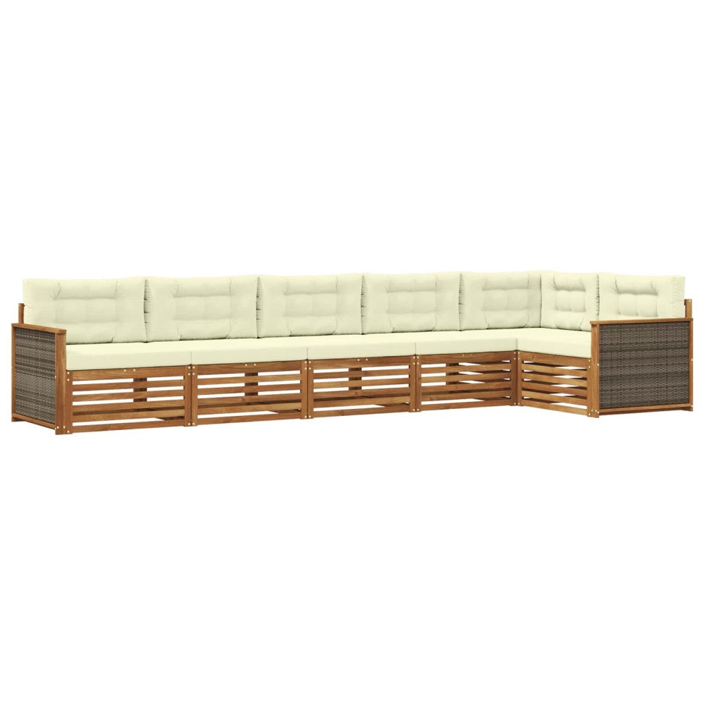 vidaXL Utomhussoffset 6 st Naturlig och Grädde