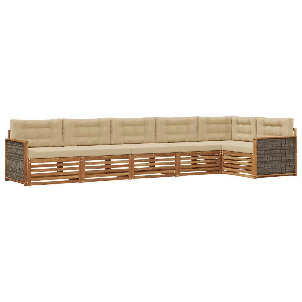 vidaXL Utomhussoffset 6 st Naturlig och Beige