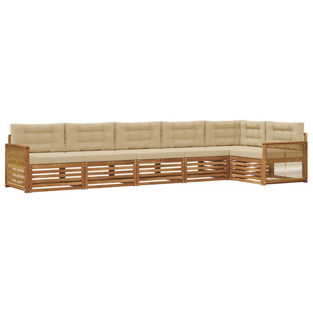 vidaXL Utomhussoffset 6 st Naturlig och Beige