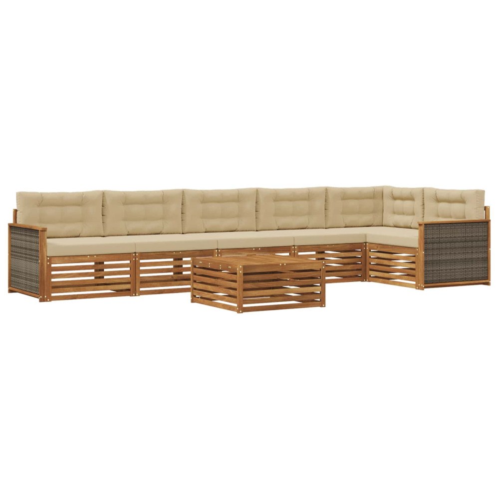 vidaXL Utomhussoffset 7 st Naturlig och Beige