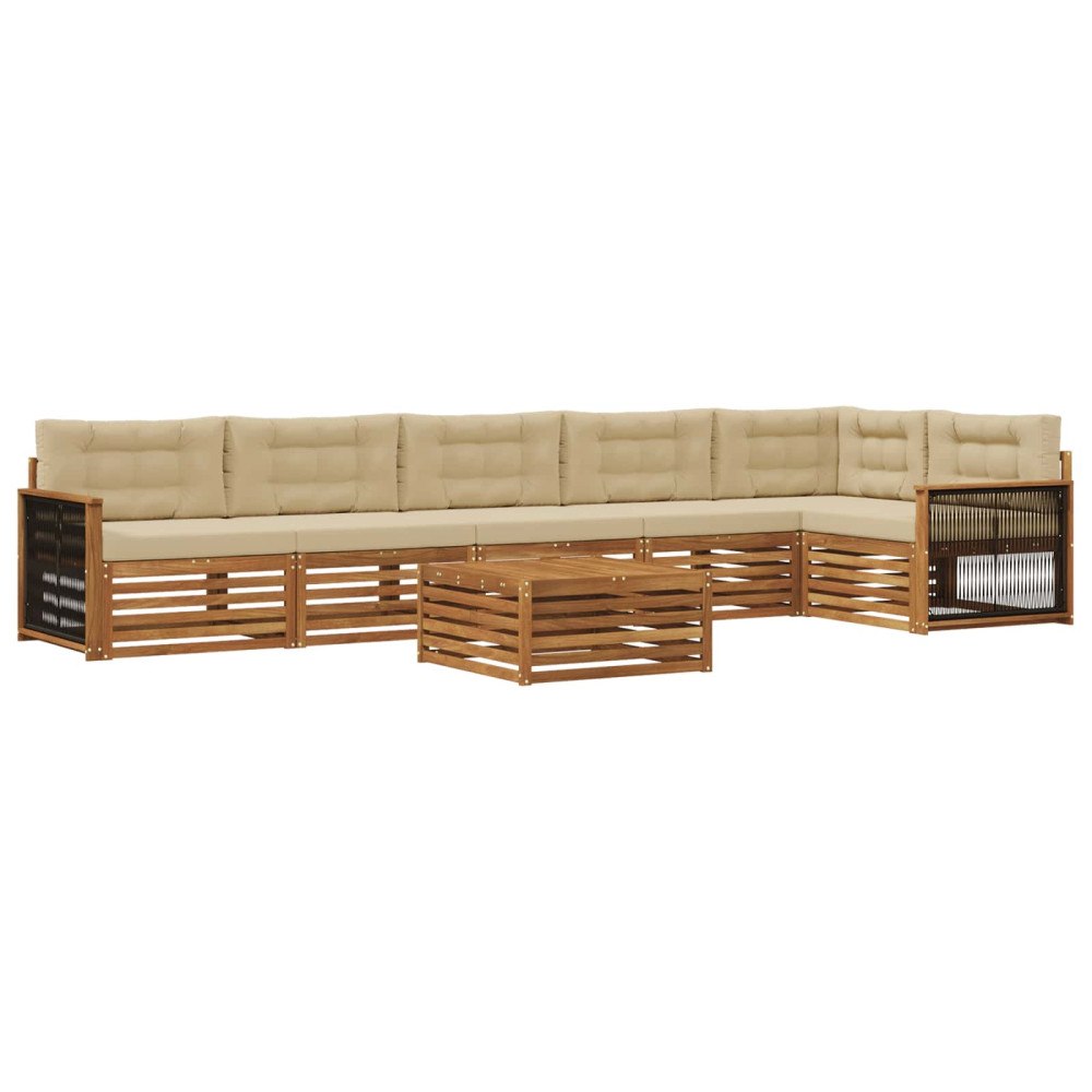 vidaXL Utomhussoffset 7 st Naturlig och Beige