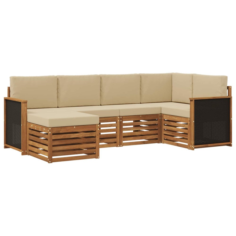 vidaXL Utomhussoffset 5 st Naturlig Massivt akaciaträ och polyester