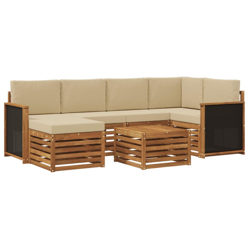 vidaXL Utomhussoffset 6 st Naturlig Massivt akaciaträ och polyester