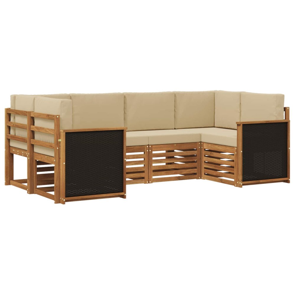vidaXL Utomhussoffset 5 st Naturlig Massivt akaciaträ och polyester