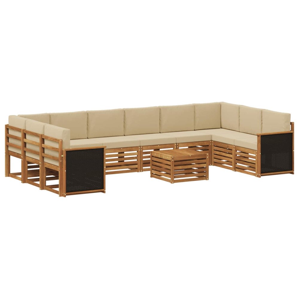 vidaXL Utomhussoffset 8 st Naturlig Massivt akaciaträ och polyester