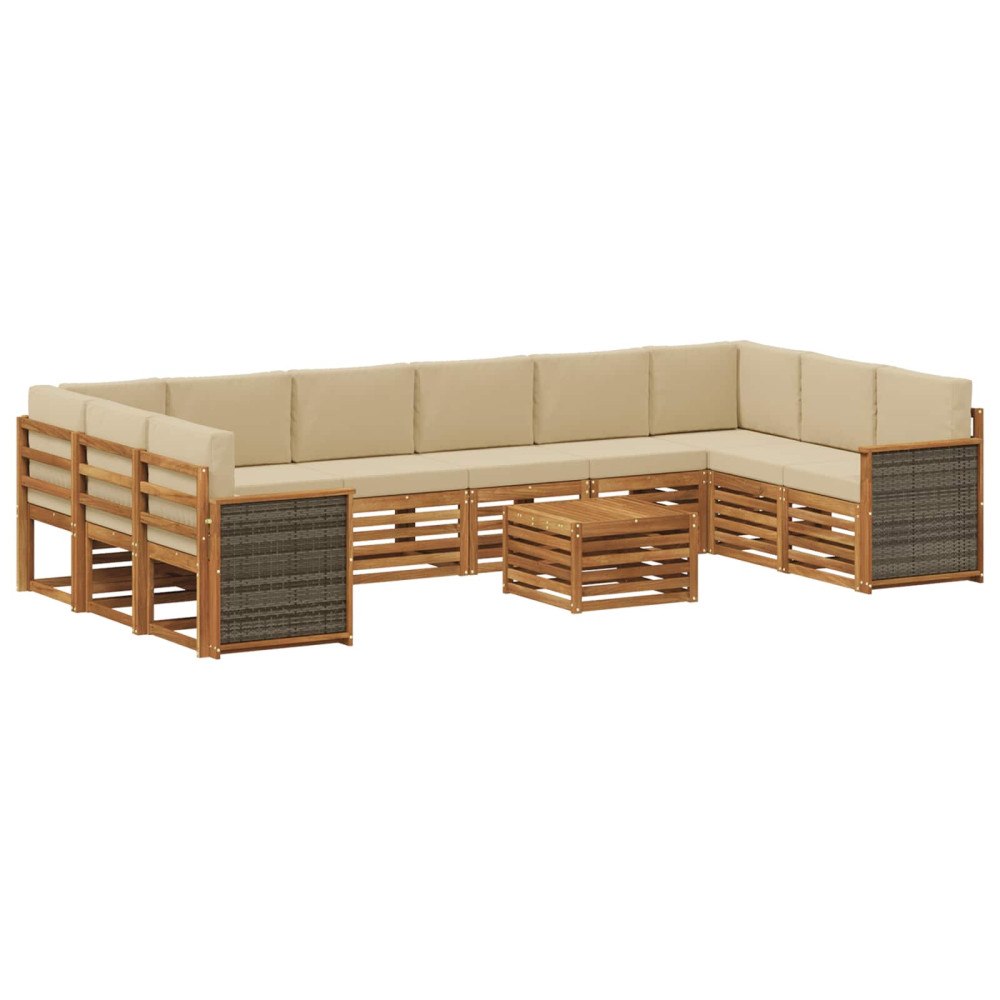 vidaXL Utomhussoffset 8 st Naturlig Massivt akaciaträ och polyester