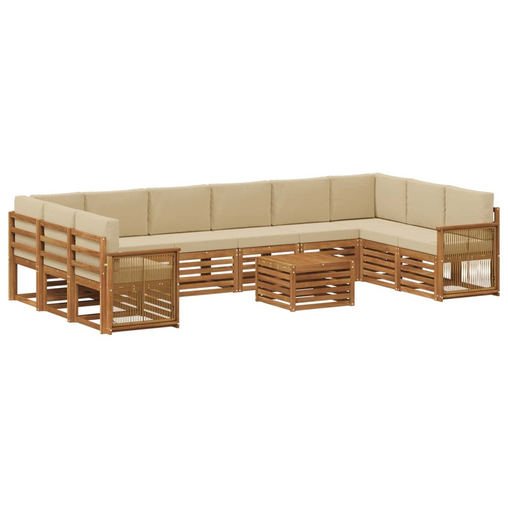 vidaXL Utomhussoffset 8 st Naturlig Massivt akaciaträ och polyester