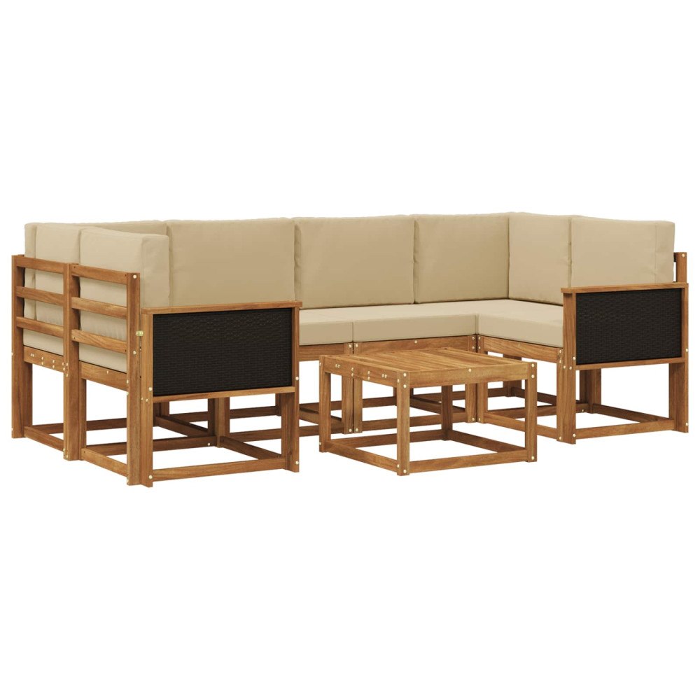 vidaXL Utomhussoffset 5 st Naturlig Massivt akaciaträ och polyester